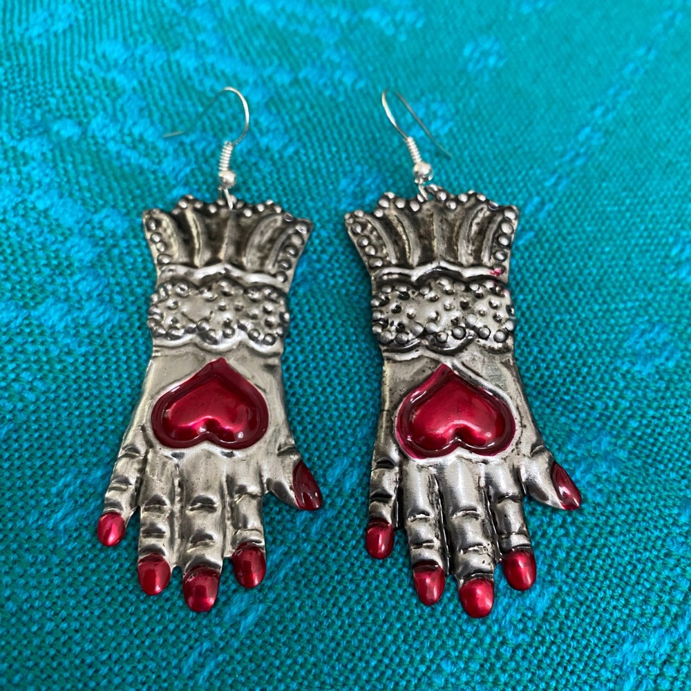 Hand hammered tin earrings
